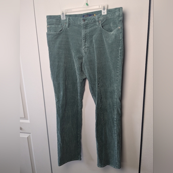 POLO RALPH LAUREN Corduroy Men Straight Leg Pant Size 38/32 Blue/Green Color - Picture 1 of 14